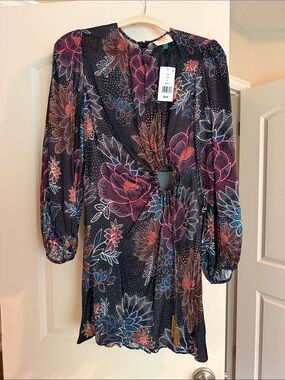 blue superbloom tapestry organic cotton mini dress FARM Rio | Dresses | Nwt Farm Rio Size L Elegant Royal Blue Women's size_24 Size:40 (for waist size 44